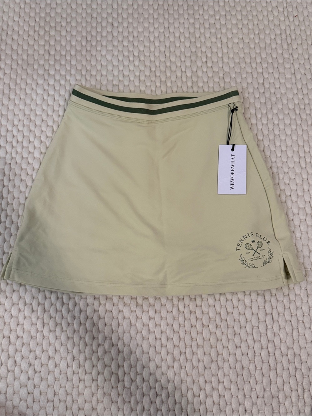 WeWoreWhat Light Green Tennis Skort with Dark Green Waistband